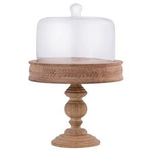 Support à gâteau en bois style vintage avec couvercle en verre transparent pour la décoration d'événements rustiques et le service de desserts - Product Image 6