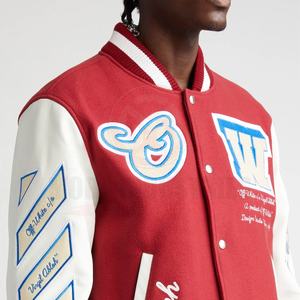 OEM Custom Leather Sleeve Cropped <b>Baseball</b> <b>Jacket</b> Plus Size Chain Chenille Embroidery Vintage Letterman Varsity <b>Jacket</b> <b>for</b> <b>Men</b> - Product Image 3