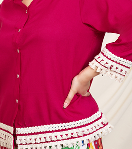 DEEBACO Conjunto de Camisa Casual Estampada de Rayón hasta el Tobillo y Pantalones Palazzo para Mujer, Transpirable, Estilo Vestido Largo Occidental - Product Image 3