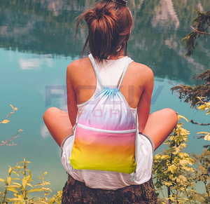 Sac à cordon personnalisé de haute qualité, léger, écologique, avec doublure imperméable et poche zippée, idéal pour la gym - Vente en gros - Product Image 6