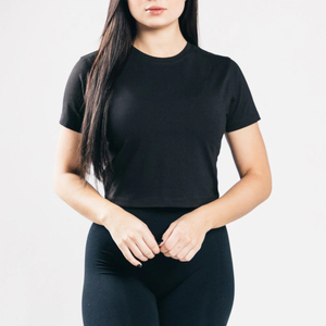 High Quality Women Drop Shoulder Crop T-Shirts Lady's Custom Crop <b>Top</b> T Shirts for Women 100% Cotton MADE BY HS 2027 - Product Image 5
