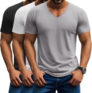Camiseta de Cuello en V para Hombre, Corte Ajustado, Informal para el Día a Día, Manga Corta, Tejido de Algodón Suave y Transpirable, Ligera, Cómoda y Ecológica - Product Image 1
