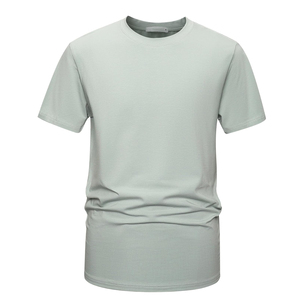 Men's <b>Light</b> Green O-Neck Short Sleeve T-Shirt 100% Cotton Breathable Regular Fit Casual Jersey Solid Color Knitted - Product Image 2