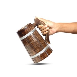 Taza de Café Ecológica Hecha a Mano de Madera Natural Sólida, Taza de Cerveza de Madera Reutilizable y Sostenible con Asa para el Hogar y la Oficina - Product Image 4