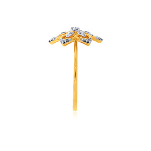 Bague en diamant cultivé en laboratoire à pétales floraux, diamants ronds et taille marquise, 0,30 CTW, or jaune 18 carats, bijoux pour femmes - Product Image 3