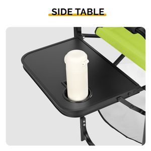 "4 Portable Bar Height Folding <b>Camping</b> Chairs with <b>Cup</b> Holders & Side Table Storage" - Product Image 6