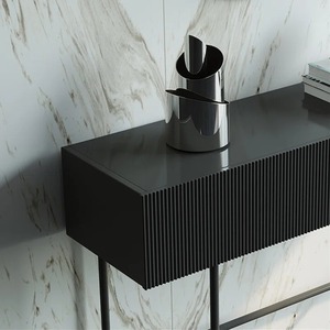 Meuble de rangement contemporain en fer cannelé convertible pour couloir, avec détails à lattes verticales, idéal pour l'entrée et l'hôtellerie - Product Image 2