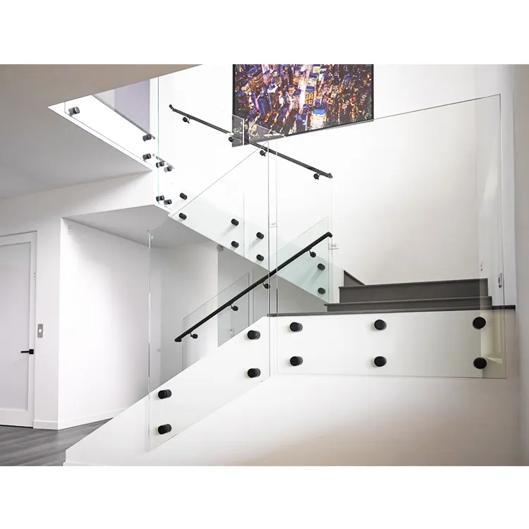 Balkon cam 12 16mm iç çerçevesiz montaj pimi dış duvar güverte Metal kablo korkuluk sistemleri satış cam taban ray