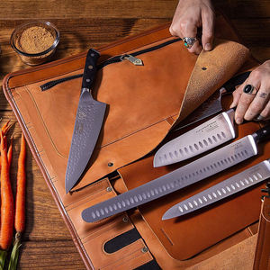 Organisateur de couteaux de chef en cuir de vachette véritable, de luxe, anti-odeur, durable, portable, sac de chef, étui pour ustensiles de cuisine LSKR-0066 - Product Image 4