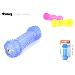 Jouet pour chien Yommy en PVC transparent, haltère de 12,5 cm, jouet à mâcher qui couine pour animaux de compagnie - Product Image 1