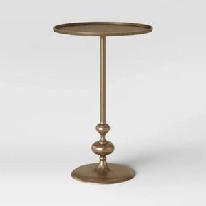 Modern <b>Round</b> <b>Coffee</b> <b>Table</b> with Brass Top and Black Metal Base Contemporary Living Room Furniture Decorative End <b>Table</b> - Product Image 3