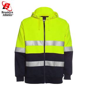 Nuevo estilo Ropa de trabajo para hombres Sudadera con capucha Cremallera Chaqueta reflectante de seguridad de la mejor calidad Logotipo personalizable de alta visibilidad-Algodón de poliéster - Product Image 4