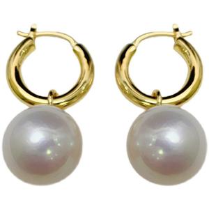 8-13mm <b>Fine</b> <b>Dangle</b> Freshwater Edison Pearl <b>Earrings</b> Near Round with Slight Imperfections Shimmering White Pearl - Product Image 5