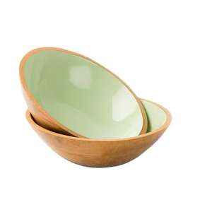 Fournitures de Ramadan de qualité supérieure, bol en bois de manguier imprimé en émail pour le service à domicile - Product Image 1