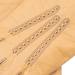 Guantes de piel de oveja hechos a mano para mujer, color canela, con ribete oscuro, suaves, de dedo completo, cálidos para invierno, con forro elegante, para exteriores, fiestas, conducción, con botón a presión - Product Image 3