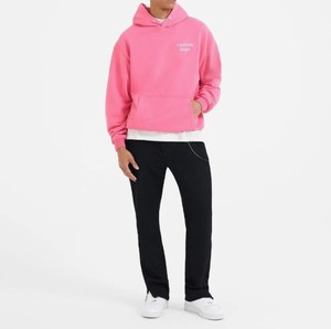 Sudadera con Capucha Extra Grande para Hombre, Color Rosa Sólido, Informal, con Bolsillo Delantero - Product Image 3