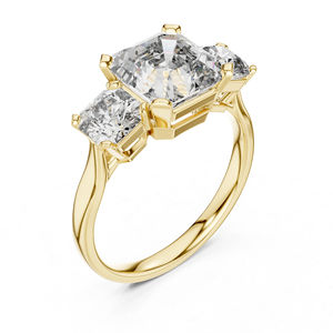 Bague en or jaune 14 carats vintage avec diamant de laboratoire taille radiant certifié IGI pour femme |   Vêtements de tous les jours pour mariage et cadeaux - Product Image 4