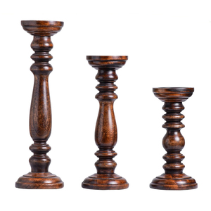 Custom Factory Supplier Wooden <b>Candle</b> <b>Pillar</b> <b>Holder</b> Set of 3 Pieces Made of Mango <b>Wood</b> <b>Candle</b> Stand for Farmhouse Decoration - Product Image 1