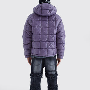 Chaqueta de Invierno Acolchada Personalizada Morada para Hombre, Chaqueta de Nieve de Diseñador Negra de Alta Calidad, Logotipo Bordado, Tejido Exterior Impermeable - Product Image 3