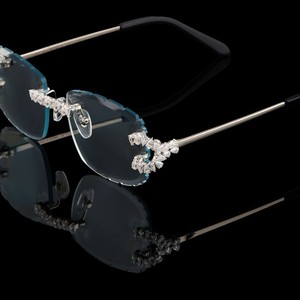 Rimless Moissanite Sunglasses UV400 Gradient Lens Unisex Hip Hop <b>Eyewear</b> for Outdoor Travel Beach - Product Image 4