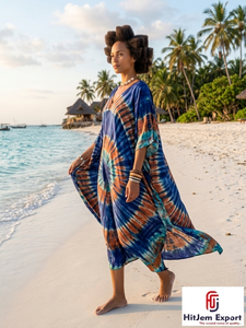 Printed <b>Kaftan</b> Dress Women <b>Beach</b> Cover Up Loose Fit Soft Fabric Fashionable Design Bulk Order for Export - Product Image 5