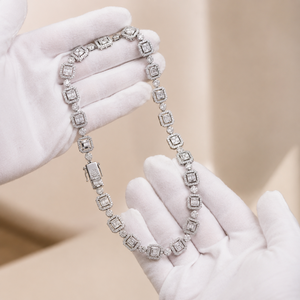 Moissanite Link <b>Chain</b> Necklace 925 Sterling Silver Baguette Cut Hip Hop <b>Iced</b> <b>Out</b> Jewelry Women's Style GRA Certified - Product Image 3