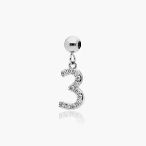 Colgante de Letra Inicial Número 3 con Diamante Cultivado en Laboratorio, Corte Brillante, Oro Blanco de 14K, Certificado IGI, Chapado en Rodio de Lujo, Regalo para Mujer - Product Image 3