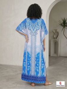 Women Printed <b>Kaftan</b> Dress Loose Fit Comfortable <b>Beach</b> Wear Lightweight Fabric Stylish Resort Island Vacation Bulk Order Supply - Product Image 6