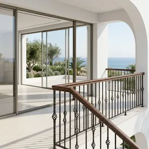 Barandillas de Balcón de Hierro Fundido Mediterráneo, Resistentes a la Oxidación, Montadas en la Pared, Pasamanos para Escaleras Exteriores, Barandilla de Seguridad - Product Image 3