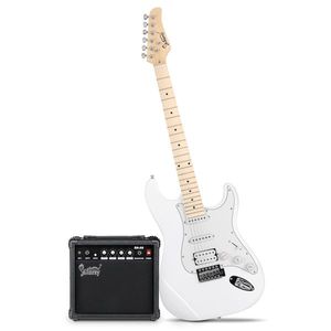 Glarry GST elegante Kit di chitarra elettrica Pickup S-S-H con borsa da 20W AMP cinturino per chitarra bianco - Product Image 2