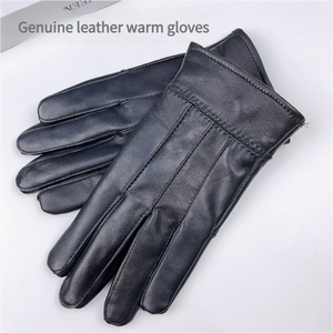 Gants de vélo en cuir véritable, chauds, longueur poignet, thermiques, non doublés, décontractés, pour le sport, l'été et l'hiver, usage quotidien - Product Image 2