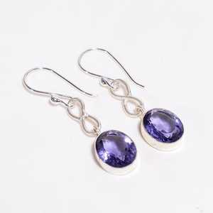 Natural Iolite Gemstone Infinity Dangle <b>Earrings</b> 925 Sterling Silver Handmade Boho Jewelry September Birthstone Gift Trendy - Product Image 4