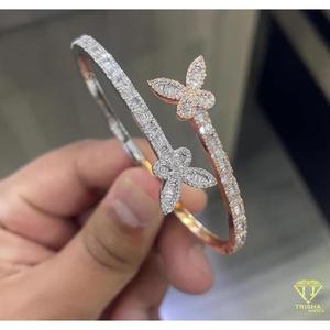 Shiny 925 Silver Butterfly <b>Bangle</b> for Women, Elegant Moissanite Diamond Jewelry for Anniversaries & Parties - Product Image 4