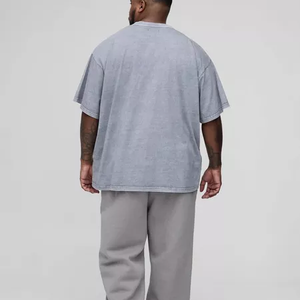 T-shirts Hip Hop en Coton Gris Chiné 100% pour Hommes, Coupe Ample avec Poche, Impression Numérique, Séchage Rapide, Logo Personnalisé, Vente en Gros - Product Image 2