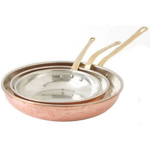 Sartén Tradicional de Cobre Martillado con Mango Largo de Latón, Sartén Artesanal para Cocinar, Freír y Servir Alimentos en el Hogar - Product Image 3