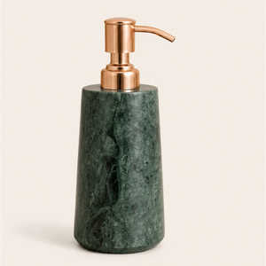 Distributeur de savon de luxe en marbre vert pour salle de bain et hôtel, flacon pompe à lotion liquide avec finition métallique dorée polie - Product Image 2