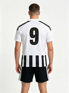 Conjunto de 2 piezas de fútbol unisex personalizado para niños y adultos, kit personalizado para padres e hijos, rayas blancas y negras, deportes de equipo escolares al aire libre - Product Image 3