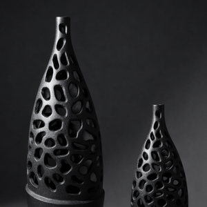 Luxury Hollow Cut-Out Matte Black Metal <b>Vase</b> Elegant Artistic Handcrafted Modern Home Decor Centerpiece Single Unit Only - Product Image 6