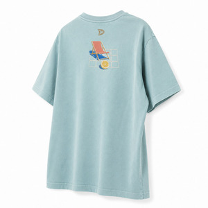 <b>Light</b> Blue Women's Loose Fit T-Shirt With Beach Chair Lemon Print Casual Summer Wear Crew Neck Short Sleeve 100% Cotton Jersey - Product Image 3