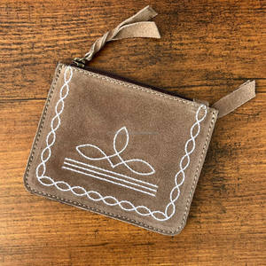 Multifunctional Design <b>Boot</b> Stitch Suede Leather <b>Zipper</b> Coin Purse Large Capacity Genuine Leather Storage Bag Women Money Pouch - Product Image 3