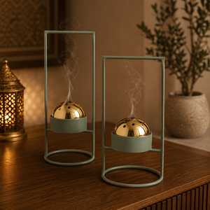 Solid Wooden Metal Oud Burner Modern Eco Friendly Arabic Bakhoor Burner Polish Finished Incense Holder Luxury <b>Eid</b> <b>Gift</b> Wholesale - Product Image 3