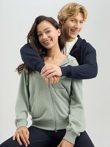Sudadera con capucha y cremallera bidireccional de peso medio, tejido French Terry de 10.6 oz. Sudadera con Capucha y Cremallera de Mezcla de Algodón para Hombre, Mujer, Unisex - Product Image 2