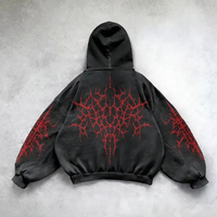 Sweat à capuche noir surdimensionné style gothique Y2K 2026 |   Pull-over en coton 100% avec imprimé graphique |   Vêtements de rue unisexes pour l'hiver OEM