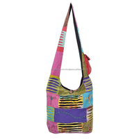 Tas selempang Hippie perca buatan tangan tas Messenger bahu etnik Boho tas selempang katun Hippie dari India