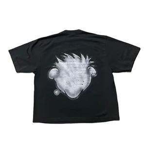 Custom Logo 300GSM Box Cut Tee <b>T</b>-<b>Shirt</b> Streetwear Heavyweight Cropped Top Graphic Cotton Oversized Boxy Fit Men Puff Printing - Product Image 3