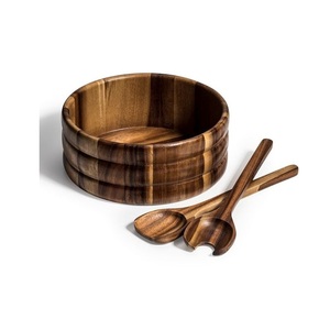 Bol à salade en bois naturel magnifique pour la préparation d'aliments frais, la restauration saine, le service de fruits et les collections de cuisine haut de gamme - Product Image 3