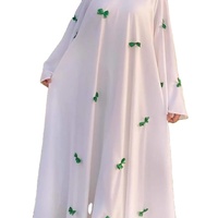 Nouvelle Robe Musulmane Blanche d'Été, Abaya Papillon du Moyen-Orient pour Femme Arabe, Abaya de Dubaï Ample à Manches Évasées avec Nœud