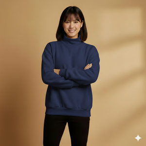 เสื้อพูลโอเวอร์คอเต่าทรงโอเวอร์ไซส์สำหรับผู้หญิง แห้งเร็ว พิมพ์ลายได้ตามต้องการ ใส่สบายสำหรับฤดูหนาว - Product Image 1