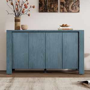 Credenza Retrò a 4 Ante con Finitura Anticata e Ripiani Regolabili per Sala da Pranzo, Cucina e Soggiorno - Product Image 2