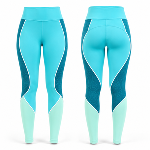 High Waist Yoga <b>Leggings</b> Full Length Color Blocking Sublimation Print Four-Way Stretch Spandex Cut-Out Design Contrast <b>Stitch</b> - Product Image 1